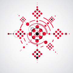 Modular Bauhaus red vector background, created from simple geome