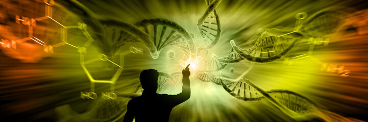 Wall Mural - 3d render of dna structure, abstract background