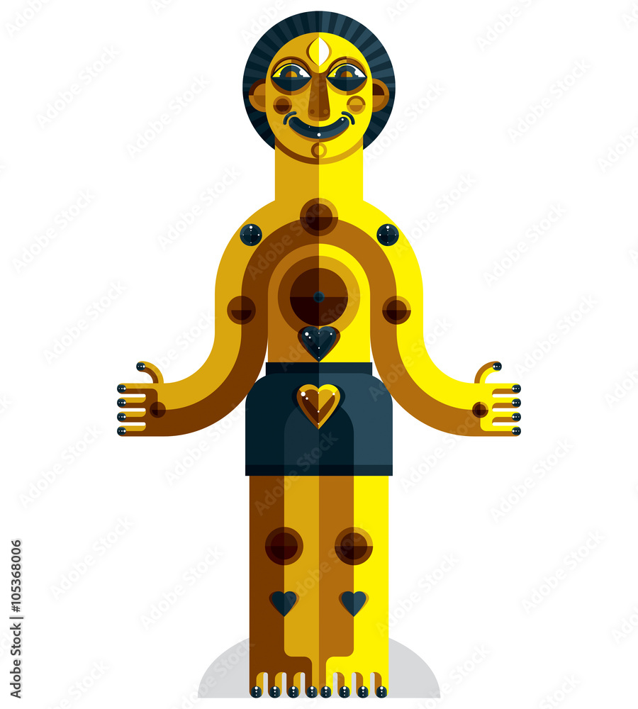 Pagan Vector Vector avant-garde illustration of mythic person, pagan symbol. Stock ...