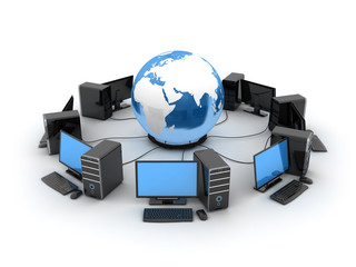 abstract earth and many computers