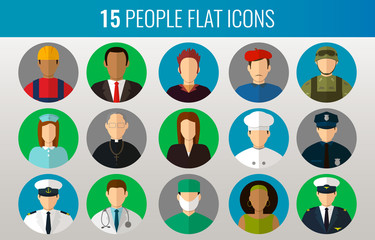 Wall Mural - Professions Vector Flat Icons