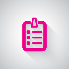Wall Mural - Pink Checklist web icon on light grey background