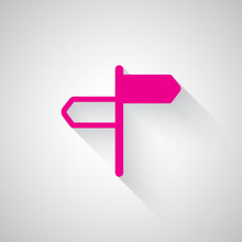 Pink Road Signs Web Icon On Light Grey Background