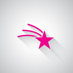 Wall Mural - pink shooting star web icon on light grey background