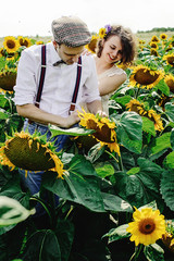 Wall Mural - beautiful gorgeous bride and stylish handsome groom, joyful rust