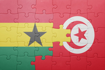 puzzle with the national flag of tunisia and ghana