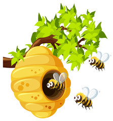 Poster - Bees flying around beehive