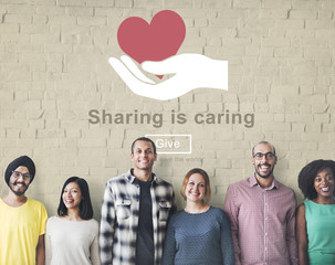 Wall Mural - Sharing is Caring Money Donation Give Concept