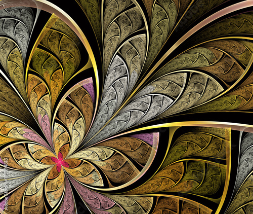 Naklejki witrażowe  wielokolorowy-symetryczny-wzor-fraktalny-jako-kwiat