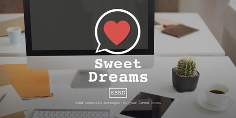 Wall Mural - sweet dreams valentine romance love heart dating concept