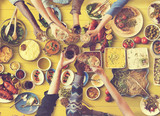 Fototapeta Uliczki - Friends Happiness Enjoying Dinning Eating Concept