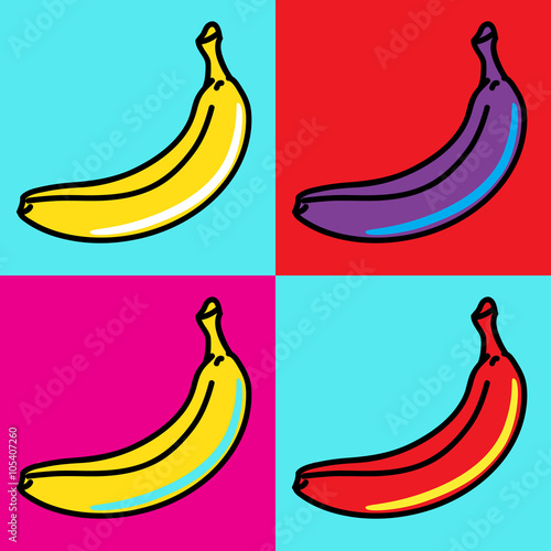 Fotomural The composition of bananas in the style of Andy Warhol