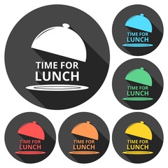 Wall Mural - Time For Lunch icons set with long shadow