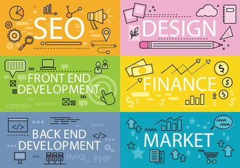 Set Banners Seo Design Finance Flat
