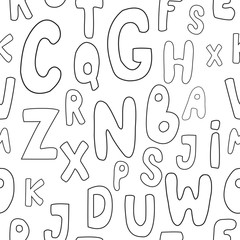 Seamless pattern with cute cartoon letters