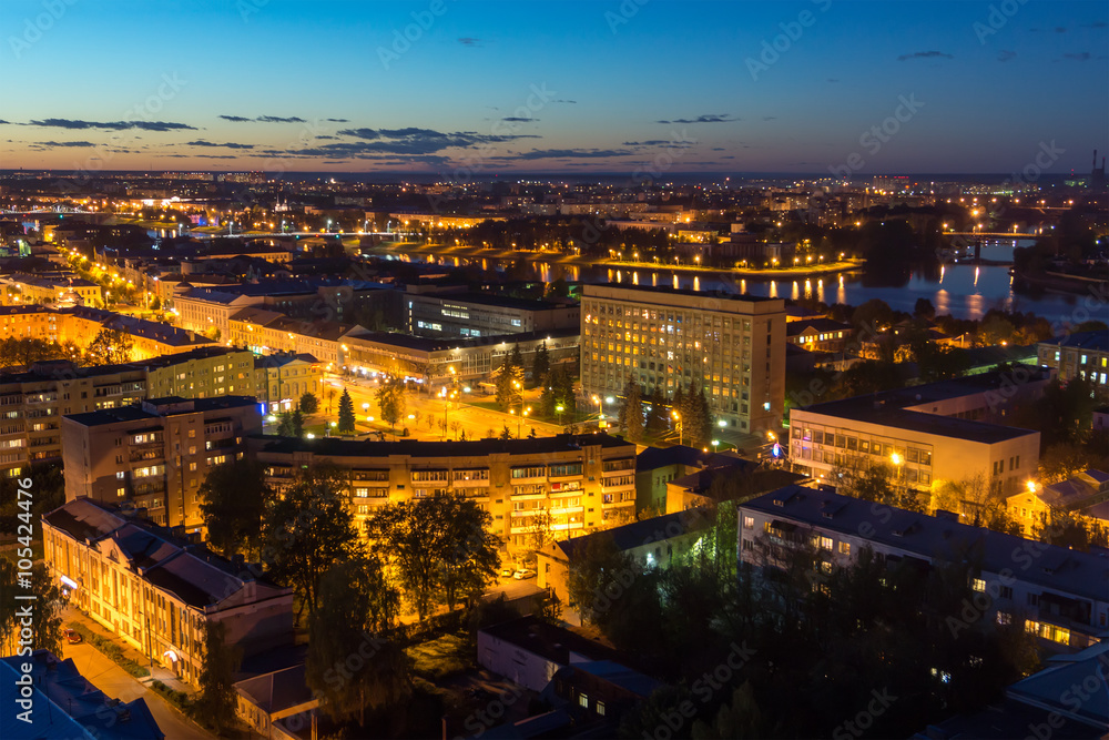 Beautiful night cityscape in Tver - obrazy, fototapety, plakaty 