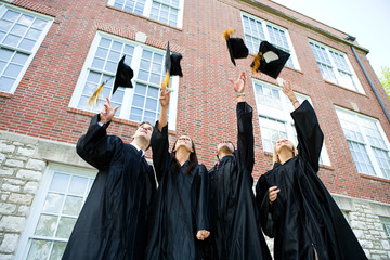 Wall Mural - Graduation: Graduates Toss Caps in Air