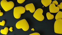 Stylish Black Background With Yellow Hearts