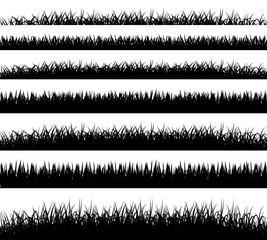 Poster - Grass borders silhouette on white background