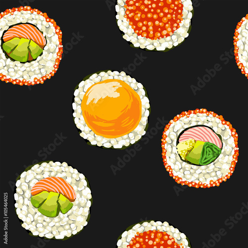 Board z aluminiowym obramowaniem Wzór sushi na czarnym tle