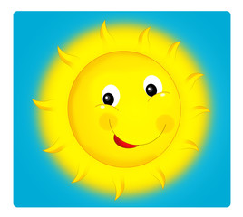  Cartoon scene with weather - happy sun - illustration for children