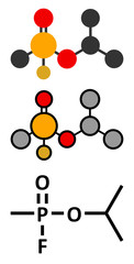 Sticker - Sarin nerve agent molecule (chemical weapon). 