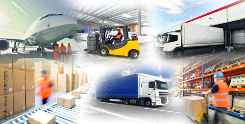 Cuadros en Lienzo Warenlagerung und Gütertransport // logística y el transporte marítimo