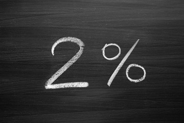 Wall Mural - two percent header written with a chalk on the blackboard