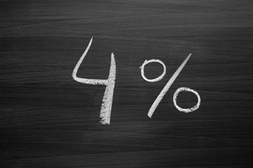Wall Mural - four percent header written with a chalk on the blackboard