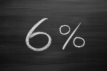 Wall Mural - six percent header written with a chalk on the blackboard