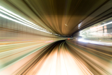 Canvas Print - Fast train passing by train station