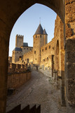 Fototapeta  - Castle of Carcassonne is a medieval fortified French town in the Region of Languedoc-Roussillon, France.