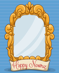 Wall Mural - Traditional Mirror for Nowruz Celebration Isolated, Vector Illustration