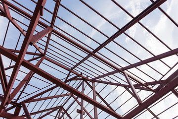 Sticker - structural steel beam on roof of building residential