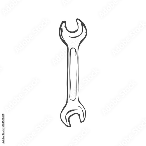 Hand Draw Wrench Isolated On White Vector Stock Vector Adobe Stock