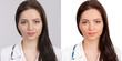  woman,  before and after retouch