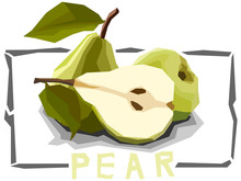 Vector Simple Illustration Of Fruit Green Pears.