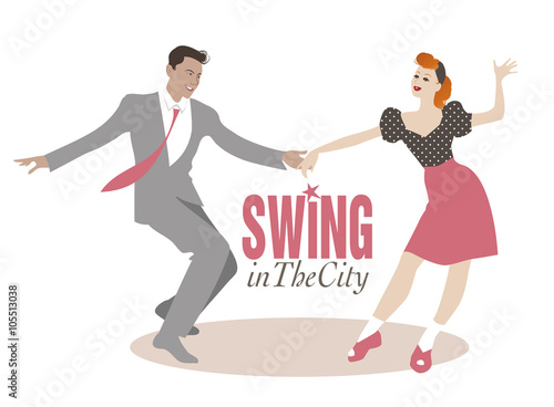 Plakaty Swing  przystojny-mezczyzna-i-dziewczyna-pinup-tanczy-swing