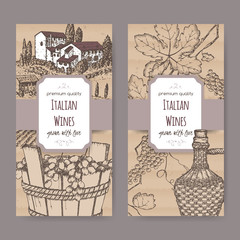 Wall Mural - Two Italian wine label templates on cardboard background