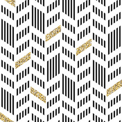 Aufkleber - Seamless Chevron Pattern. With Glittering Gold and thin lines