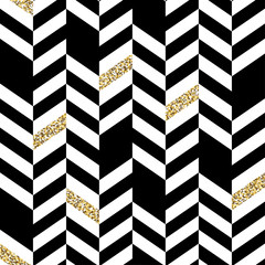 Aufkleber - Seamless Chevron Pattern with Glittering Gold Elements