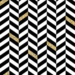 Aufkleber - Classic Seamless Chevron Pattern. With Glittering Golden Parts