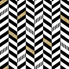 Aufkleber - Classic Seamless Chevron Pattern. With Glittering Golden Parts a