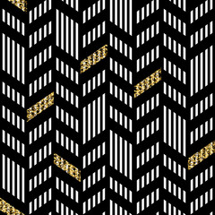 Aufkleber - Seamless Chevron Pattern. With Glittering Gold and thin lines