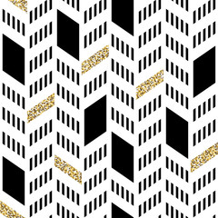 Aufkleber - Seamless Chevron Pattern. With Glittering Gold and thin lines