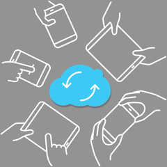 Aufkleber - Modern cloud technology scheme. Vector technology concept
