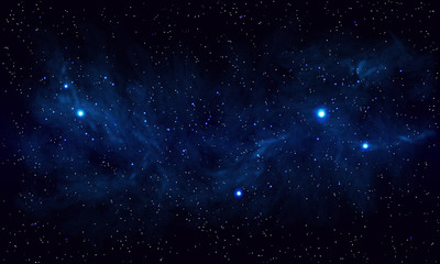 beautiful space with blue nebula, realistic vector - eps 10