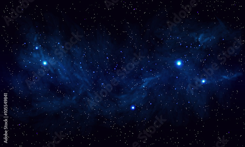 Beautiful space with blue nebula, realistic vector - EPS 10