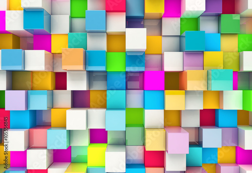 Naklejka - mata magnetyczna na lodówkę Abstract background of multi-colored cubes