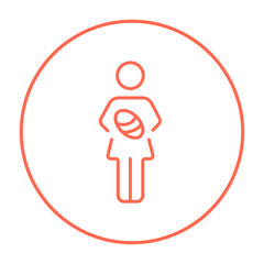 Poster - Woman holding baby line icon.